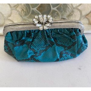 Genuine Snakeskin clutch with Swarovski Crystals
